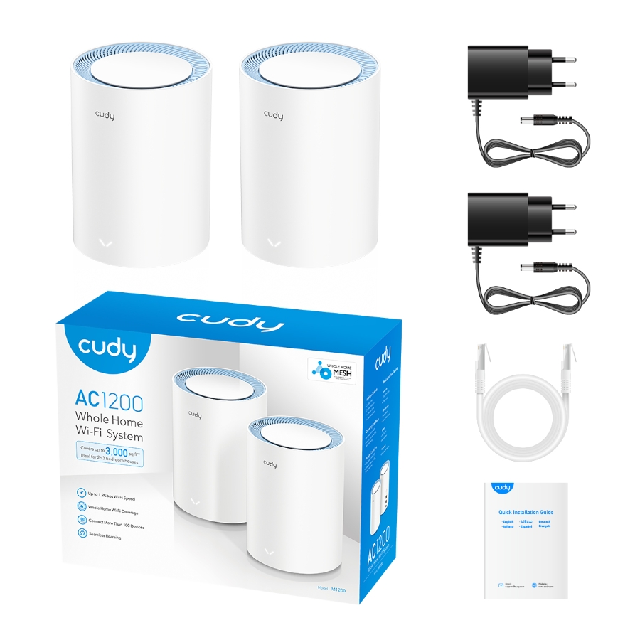 Cudy M1200 - WiFi5 AC1200 10/100Mbps Dual Band Mesh (2-Pack)