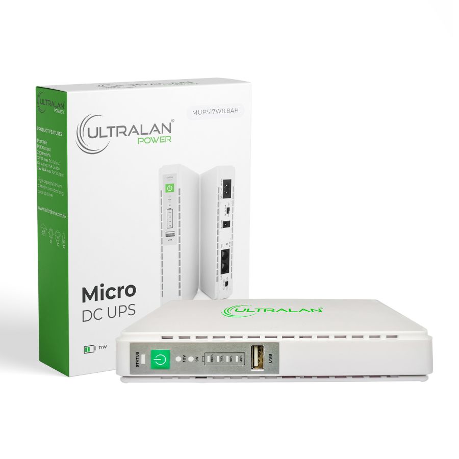 UltraLAN Mini UPS (DC, USB & PoE) - 17W 8.8AH