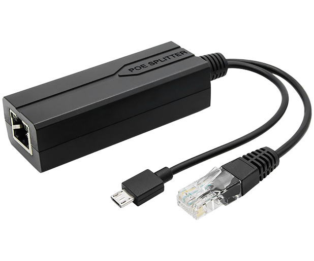 PoE Splitter - 802.3af/at to 5V/2.4A Micro-USB & Ethernet