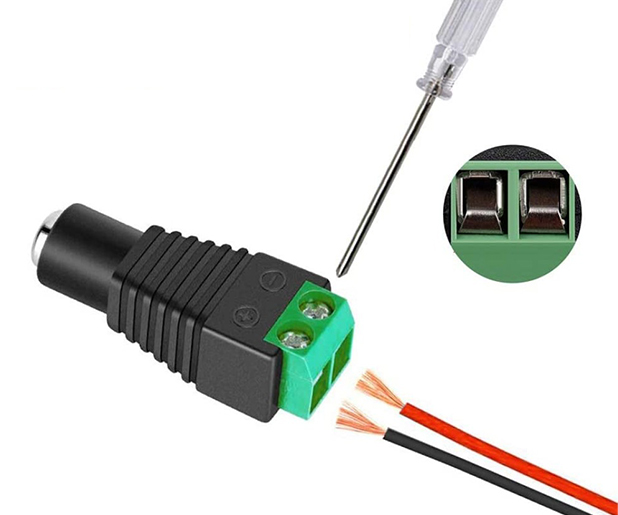 Female DC Jack Plug with Terminal Connector Block