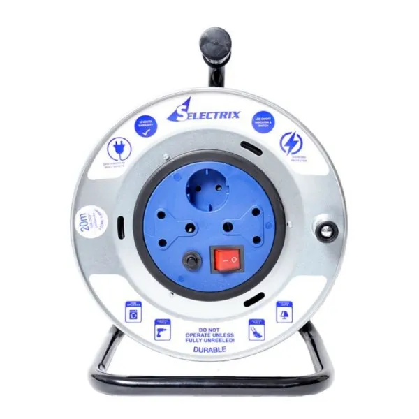 30m 16A Open Frame Power Extension Reel with Surge Protection