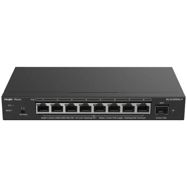 Reyee RG-ES209MG-P - 8-Port 2.5G PoE Switch with 10G SFP+ Uplink